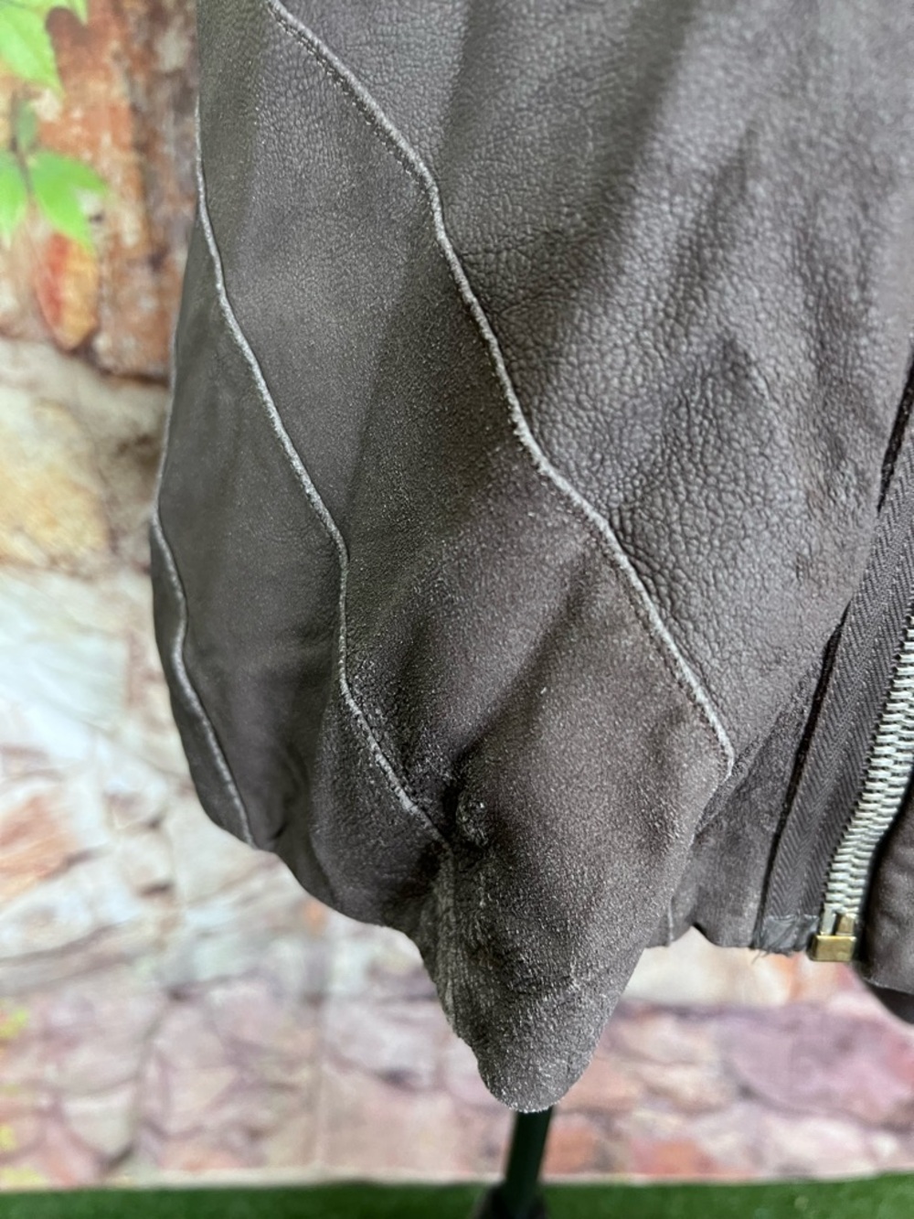 RICK OWENS Max-Style Lamb Leather Distressed Leather Moto Jacket in Dust, 48/14 - Picture 4 of 16